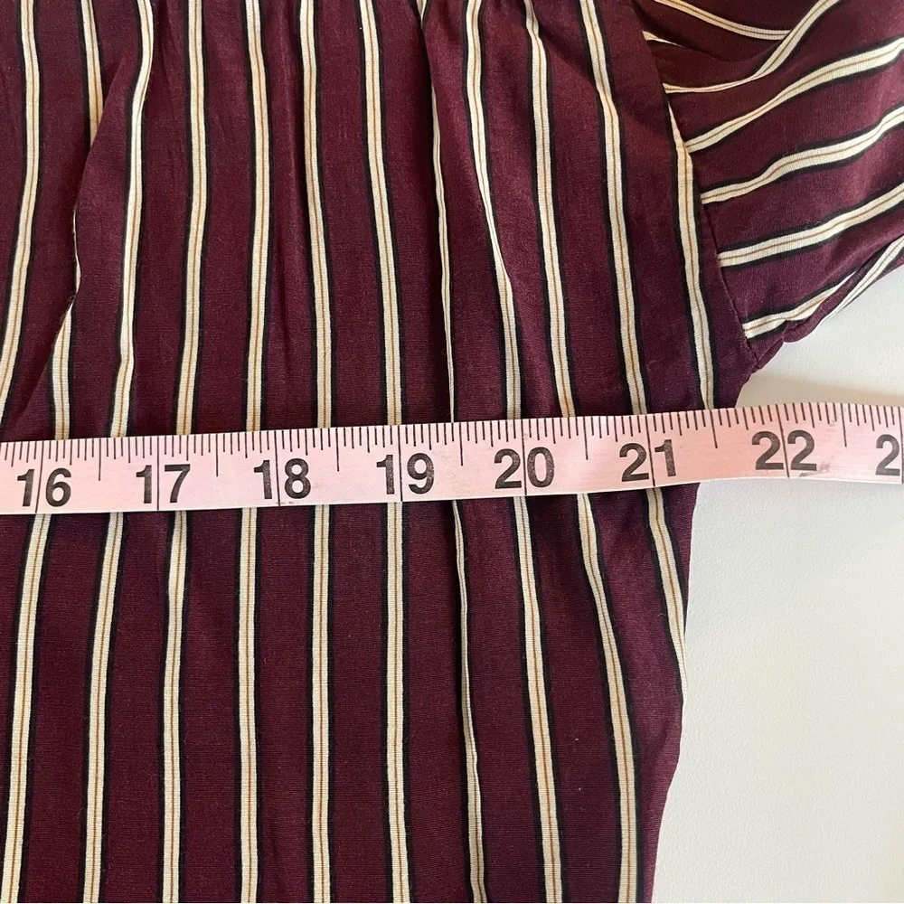 Indibrand Maroon Red White Striped Button Down Shirt Top 20442 - Picture 5 of 8